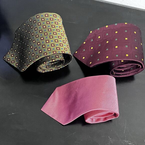 Brooks Brothers Silk Tie Lot 3 Geometric Pink Classic USA Mens Neckties - Picture 16 of 16